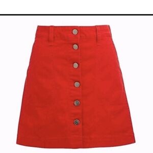 J. Crew Vibrant Red Button-Down Skirt Y2K